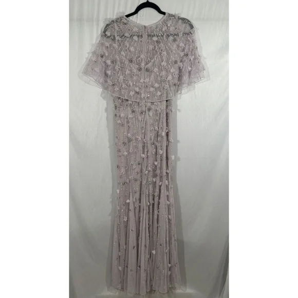 NWT $698 Mac Duggal [ 10 ] Embellished Cape Sleeve Trumpet Gown in Lilac Purple‎ - Picture 12 of 16
